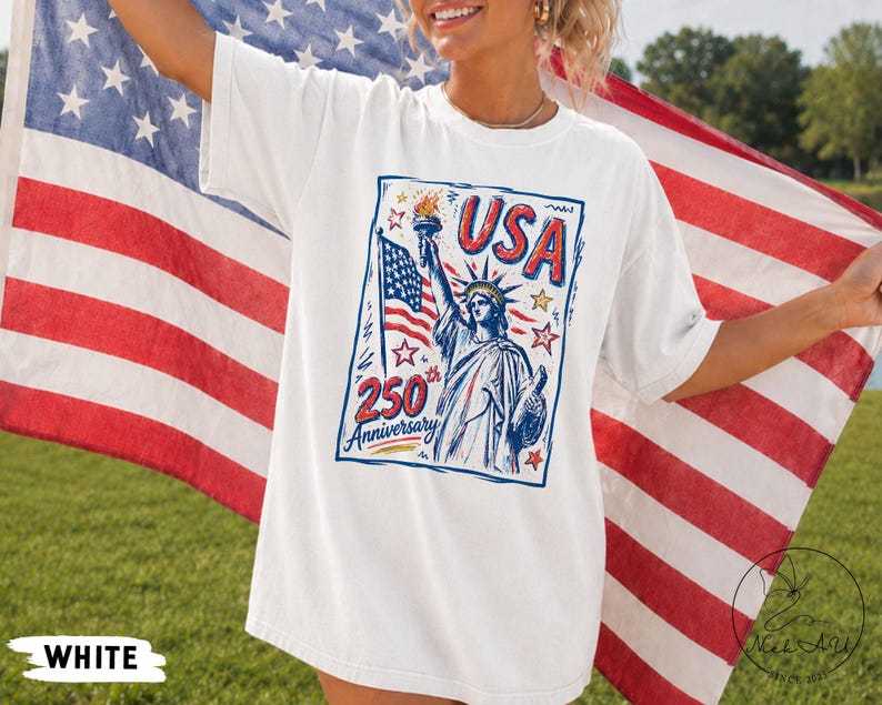 Comfort Colors Statue of Liberty Shirt, USA 250 Vintage America Tee , Retro Patriotic Graphic Tee, 4th of July American Flag Summer Tank Top image 4
