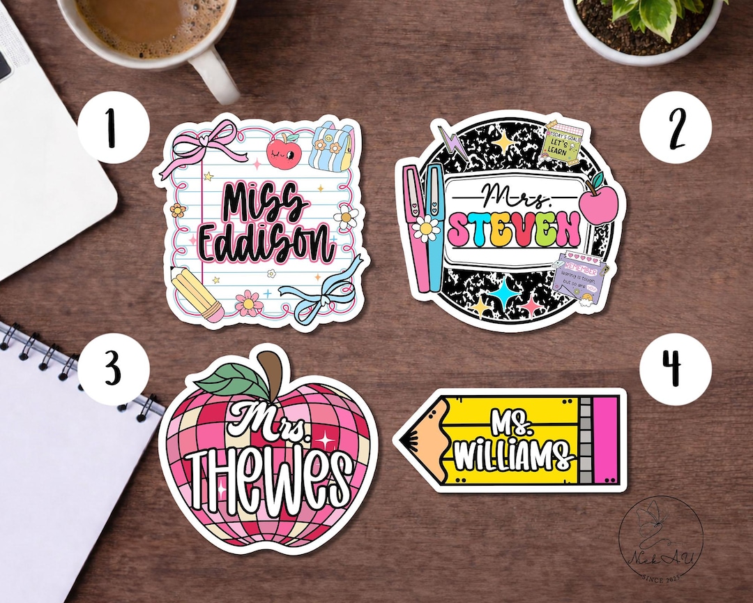 Hid Sticker Personalized Teacher Name Sticker, Custom Water Bottle Sticker, Journal ...
