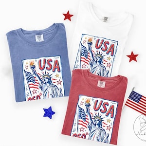 Comfort Colors Statue of Liberty Shirt, USA 250 Vintage America Tee , Retro Patriotic Graphic Tee, 4th of July American Flag Summer Tank Top image 12