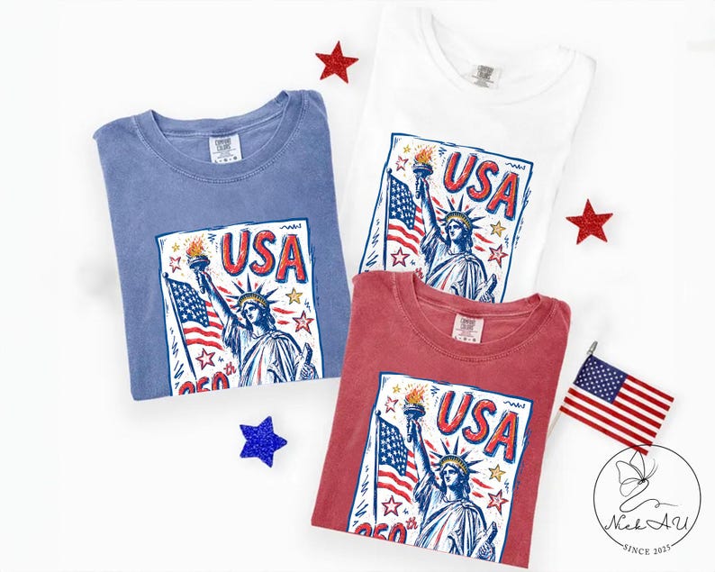 Comfort Colors Statue of Liberty Shirt, USA 250 Vintage America Tee , Retro Patriotic Graphic Tee, 4th of July American Flag Summer Tank Top image 12
