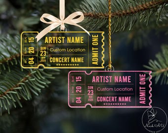 Personalized Favorite Concert Ticket Ornament: Music Lovers Gift, Favorite Music Keepsake, Gig Memory Ornament