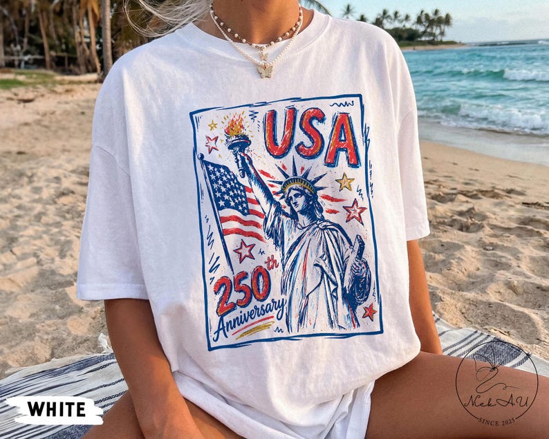 Comfort Colors Statue of Liberty Shirt, USA 250 Vintage America Tee , Retro Patriotic Graphic Tee, 4th of July American Flag Summer Tank Top image 6