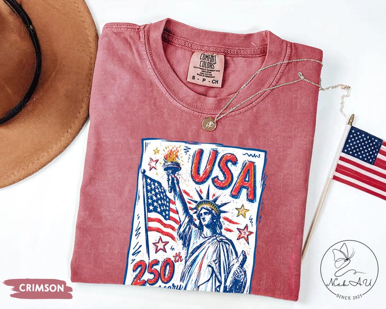 Comfort Colors Statue of Liberty Shirt, USA 250 Vintage America Tee , Retro Patriotic Graphic Tee, 4th of July American Flag Summer Tank Top image 10