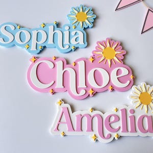 Letrero personalizado Sunshine - Letrero personalizado para habitación infantil - Decoración de pared bohemia para habitación infantil - Regalo para baby shower - Placa con nombre y letras en relieve
