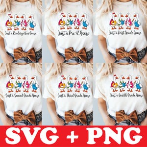 Back to School Goose PNG Bundle, Coquette Teacher First Day of School Shirt Design, Pre-k 1st/2nd/3rd/4th Grade, Preppy Floral Sublimation