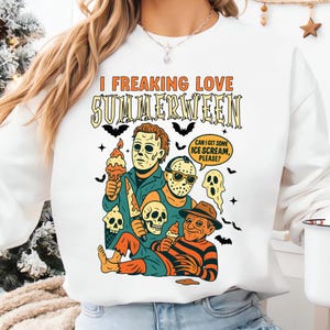 I Freaking Love Summer PNG SVG, Summer Halloween png, Funny Halloween Funny, Horror Characters png, Halloween in Summer Digital Shirt Design