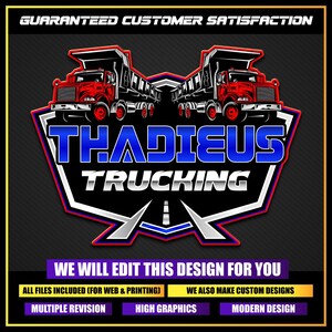 Trucking Company Logo, Dump Truck Logo, Dumpster Logo, Semi Truck Logo, Transportation Logo, Logistics Logo, Truck Driver Logo