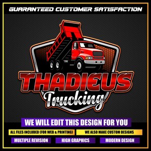 Trucking Company Logo, Dump Truck Logo, Dumpster Logo, Semi Truck Logo, Transportation Logo, Logistics Logo, Truck Driver Logo