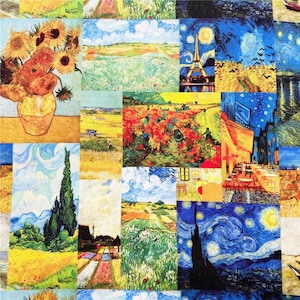 Tela de noche estrellada de Van Gogh 100% tela de algodón tela de algodón de dibujos animados por el medio patio
