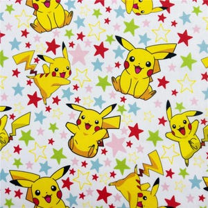 Pikachu Fabric Pokemon Fabric Pocket Monster Fabric 100% Cotton Fabric Cartoon Cotton Fabric By The Half Yard
