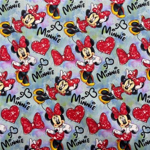 Minnie Mouse Fabric Minnie Fabric Disney Characters Fabric 100% Cotton Fabric Cartoon Cotton Fabric By The Half Yard