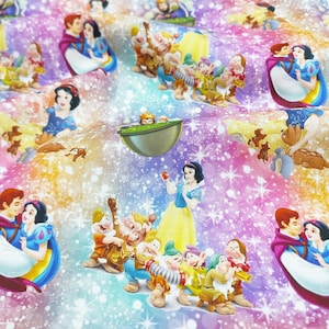 Snow White and the Seven Dwarfs Fabric Snow White Fabric Disney Princess Fabric 100% Cotton Fabric Cartoo By The Half Yard