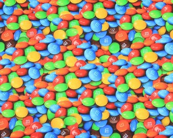 M&M Fabric Chocolate 100% Cotton Fabric Cartoon Cotton Fabric By The Half Yard