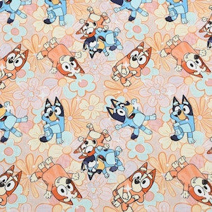 Bluey Fabric 100% Cotton Fabric Cartoon Cotton Fabric By The Half Yard