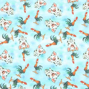 Tela Moana Tela Pua y HeiHei Tela de cerdo 100% tela de algodón Tela de algodón de dibujos animados por el medio patio