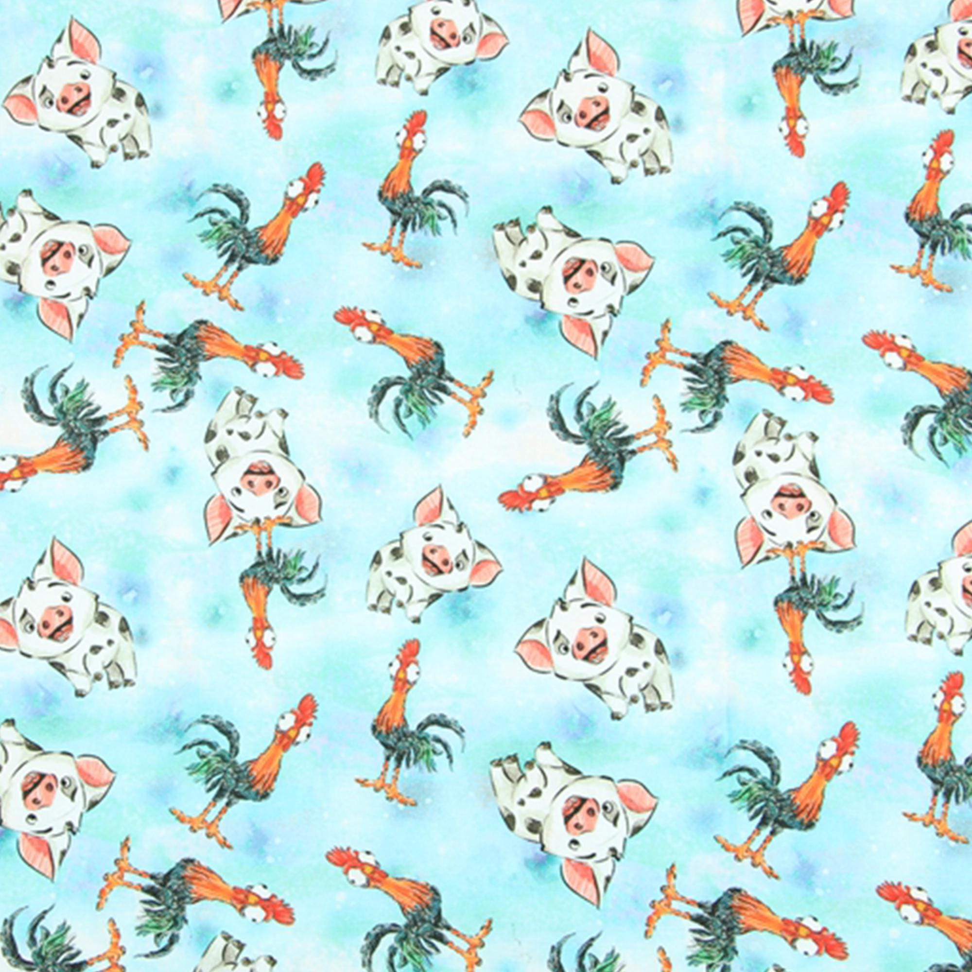 Moana Fabric Pua and HeiHei Fabric Pig Fabric 100% Cotton Fabric Cartoon Cotton Fabric By The Half Yard