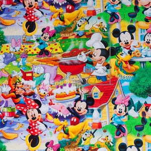 Mickey Mouse Clubhouse Fabric Mickey and Friends Character Fabric 100% Cotton Fabric Cartoon Cotton Fabric By The Half Yard