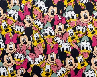 Mickey Mouse Clubhouse Fabric Mickey, Minnie Fabric Donald Duck and Goofy 100% Cotton Fabric Cartoon Cotton Fabric By The Half Yard