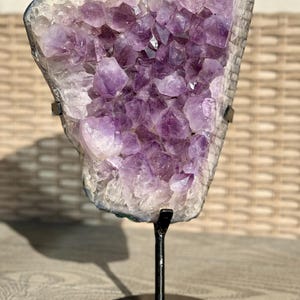 Large Stunning Purple Amethyst Crystal Cluster Druzy Geode on stand 11lbs 5.8oz Big Points/Teeth. Statement Piece!