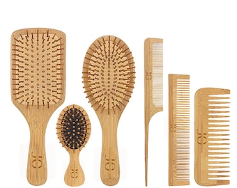 Bamboo Brush & Comb Set | Eco-Friendly Hair Tools Gift