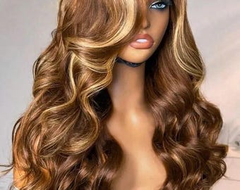 HD Lace | Highlight Piano Colour Body Wave: Virgin Human Hair, Glueless Wear and Go Wig