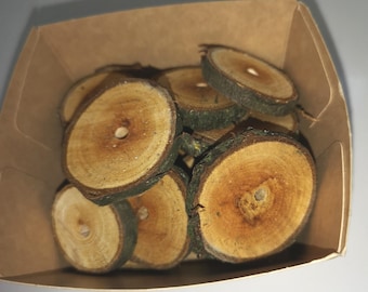 Rustikale Holzscheiben mit vorgebohrtem Loch : Crafting & Fairy Garden Accessories (15 Stück)