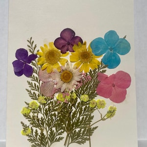 Pressed Flower Art Greeting Cards - Dried Flower Greeting Cards for Special Occasions, Or Just a Simple Note. 4.25x5.5