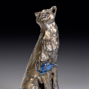 Ceramic Cat Sculpture - Proud Mary and Bossy Bird