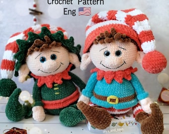 Patrones de duende navideño a crochet (PDF en inglés): gnomo de Año Nuevo amigurumi, peluche