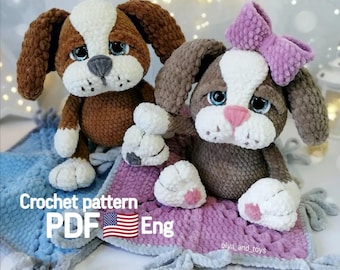 Patrón de amigurumi de perro de peluche a crochet: Cachorro de peluche (Patrón PDF en inglés)