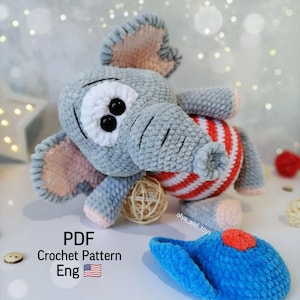 Crochet pattern teddy Elephant, crochet cute elephant pdf in eng, amigurumi plush elephant toys, savannah toys, pattern safari crochet toys