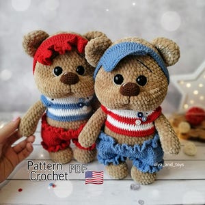 Crochet Bear Sailor Pattern: Plush Amigurumi Toy (PDF Eng),  teddy animals