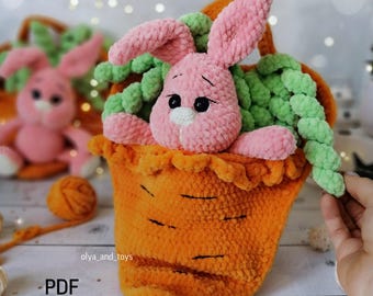 Crochet Bunny Pattern: Easter Amigurumi Rabbit in Carrot (PDF Eng)