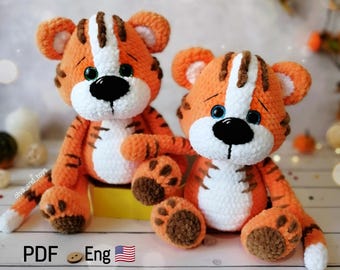 Crochet Tiger Pattern: Amigurumi Plush Toy (PDF Eng Pattern), teddy cat