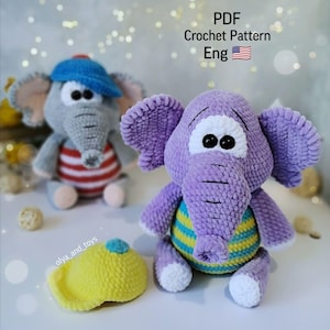 Crochet pattern teddy Elephant, crochet animals pdf in eng, amigurumi tutorial, savannah toys, safari toys, amigurumi elephant toy summer