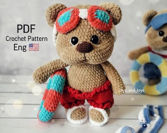 Crochet teddy Bear Pattern: Amigurumi Teddy with Clothes (PDF Eng)
