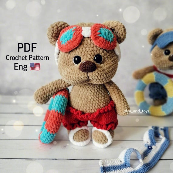 Crochet teddy Bear Pattern: Amigurumi Teddy with Clothes (PDF Eng)