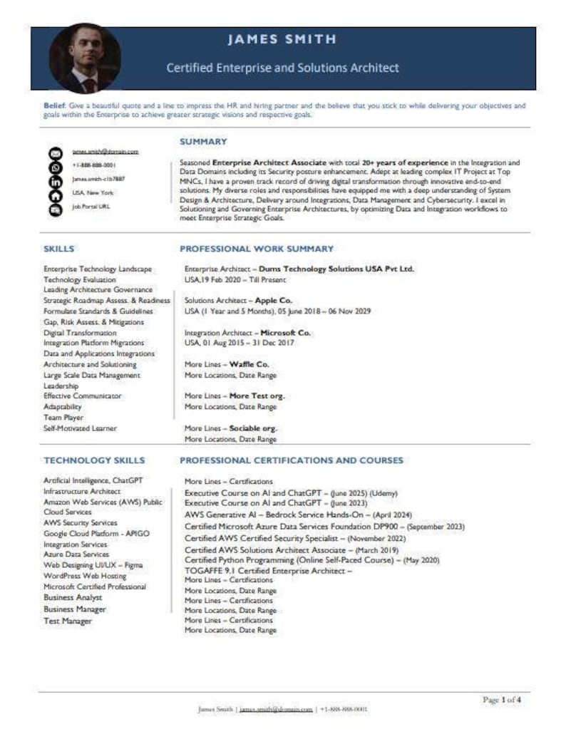 Buy 2025 Resume Template for MS Word Best Professional Resume Template With a Free Cover Letter