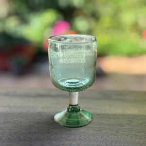 Set of 4 Handblown Glass Goblet Mexican Glassware Unique Handcrafted Tonalá Glass Colorful Drinking Glass Luxury Wine Glass Handcrafted Art