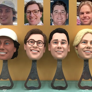 Customized Father&#39;s Day Gift, Personalized Men&#39;s Figurine Head, Bottle Opener and Stopper Set, Special Gifts for Fathers
