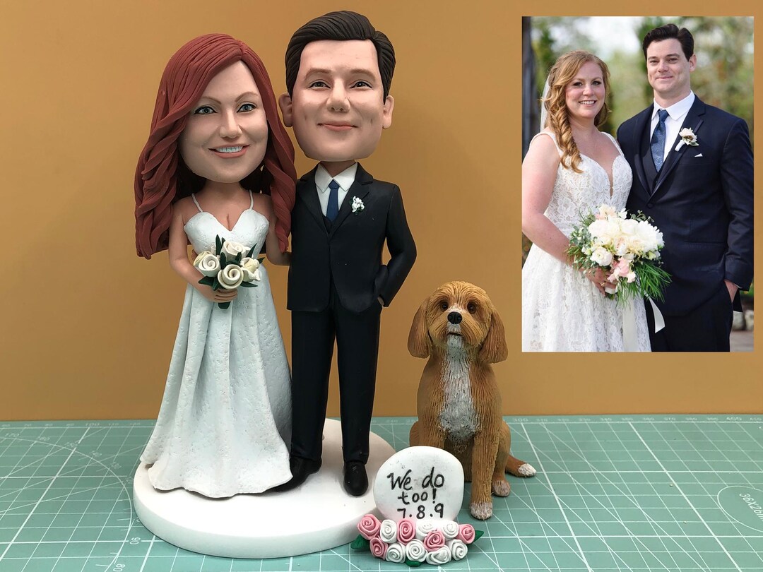 Personalized Wedding Cake Topper: Custom Bride and Groom Bobbleheads - Etsy