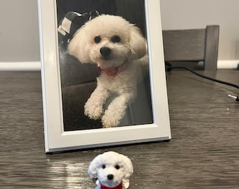Custom Dog Wedding Cake Topper: Handmade Polymer Clay Pet Figurine