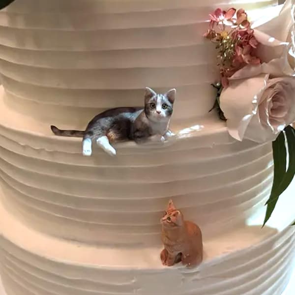 Custom Cat Wedding Cake Topper: Personalized Pet Sculpture