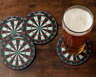 Dartboard Drinks Coasters | Winmau Design, Pub Decor (Set of 4)