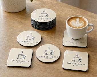 Custom Logo Coasters in Bulk, Branded Coasters for Cafe, Bar or Corporate Gifts