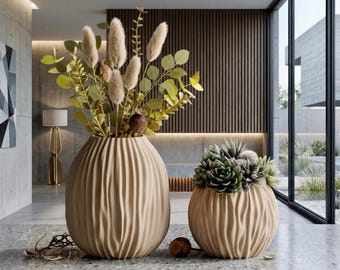 Ondula Ripple Vase, Organic Textured Planter, Modern Sculptural Home Decor
