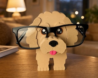 Cockapoo Glasses Holder, Doodle Dog Eyeglass Stand & Key Tray
