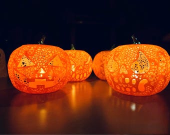 Mesh Pumpkin Lantern with LED Tea Light, Halloween Jack o Lantern