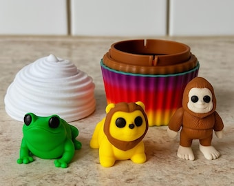 Surprise 3D Printed Cupcake with Fidget Animal Toys - Hidden Gift