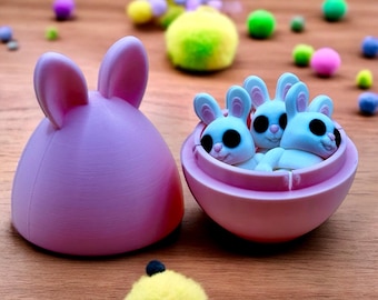 Osterhasenei mit Baby Bunnies - 3D gedrucktes Überraschungs-Andenken
